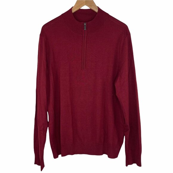 Apt 9 Merino Blend 1/4 Zip Pullover Sweater Heather Maroon Red Mock Neck Size XL - Picture 1 of 5